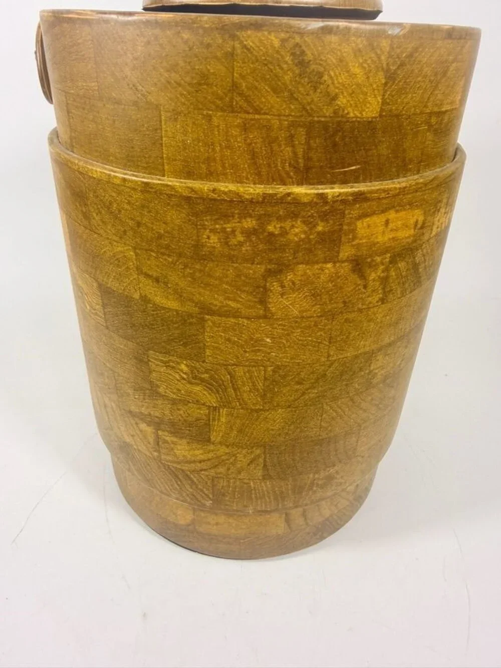 Large Ice Bucket Faux Wood Grain Vintage Mid Century Retro Elmar Products Handle